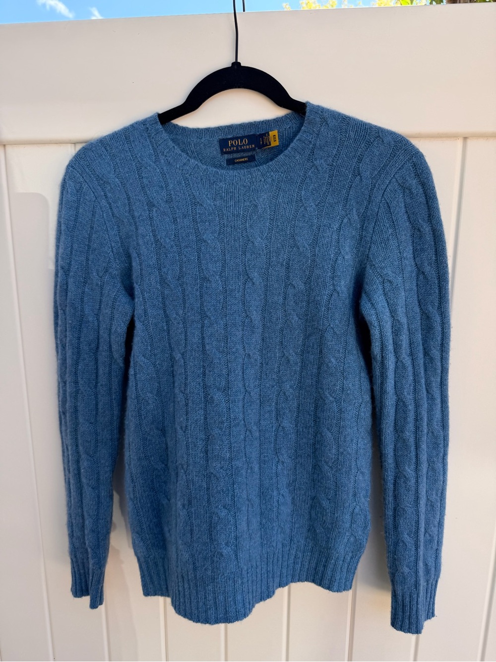 Polo by Ralph Lauren Blue Cable-Knit Cashmere Crewneck Sweater Size S - Picture 10 of 12